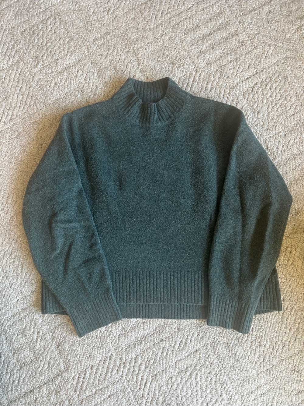 Uniqlo Soufflé Yarn Forest Green Mock Neck Sweater